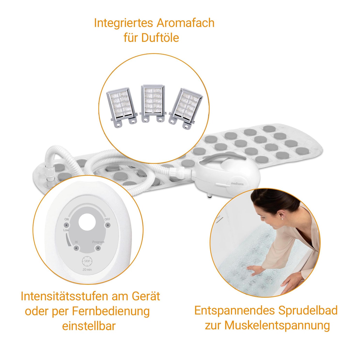 medisana BBS Bubble Bath, Bubble Mat, Bathtub, Hot Tub Mat, Includes Aroma Dispenser, 3 Intensity Levels, Timer Function, Spa for Home, Wellness