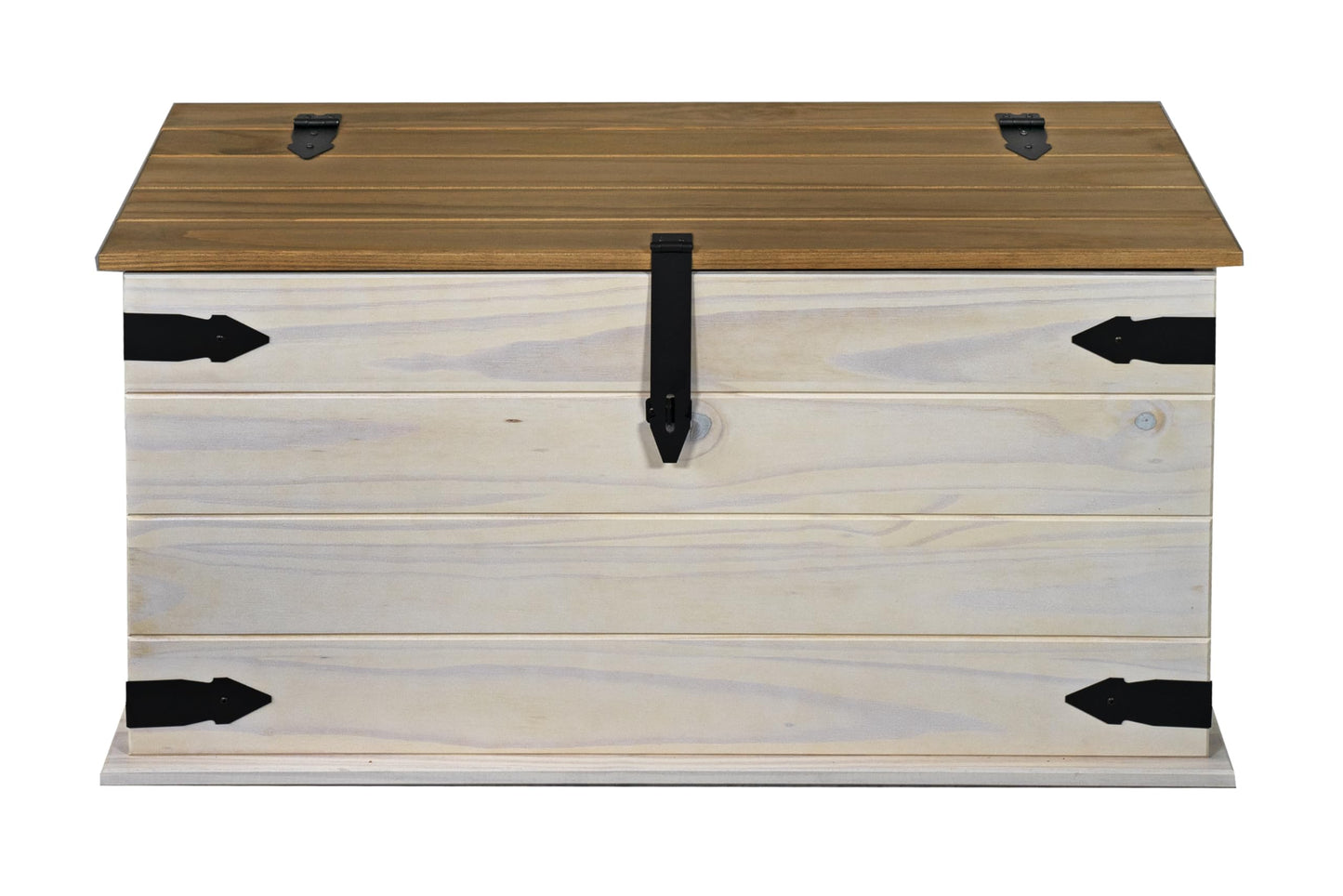 SAM Cancun Coffee Table Solid Pine Wood Side Table with Drawer White Varnished Honey Top Plate Black Metal Handle Mexico Furniture