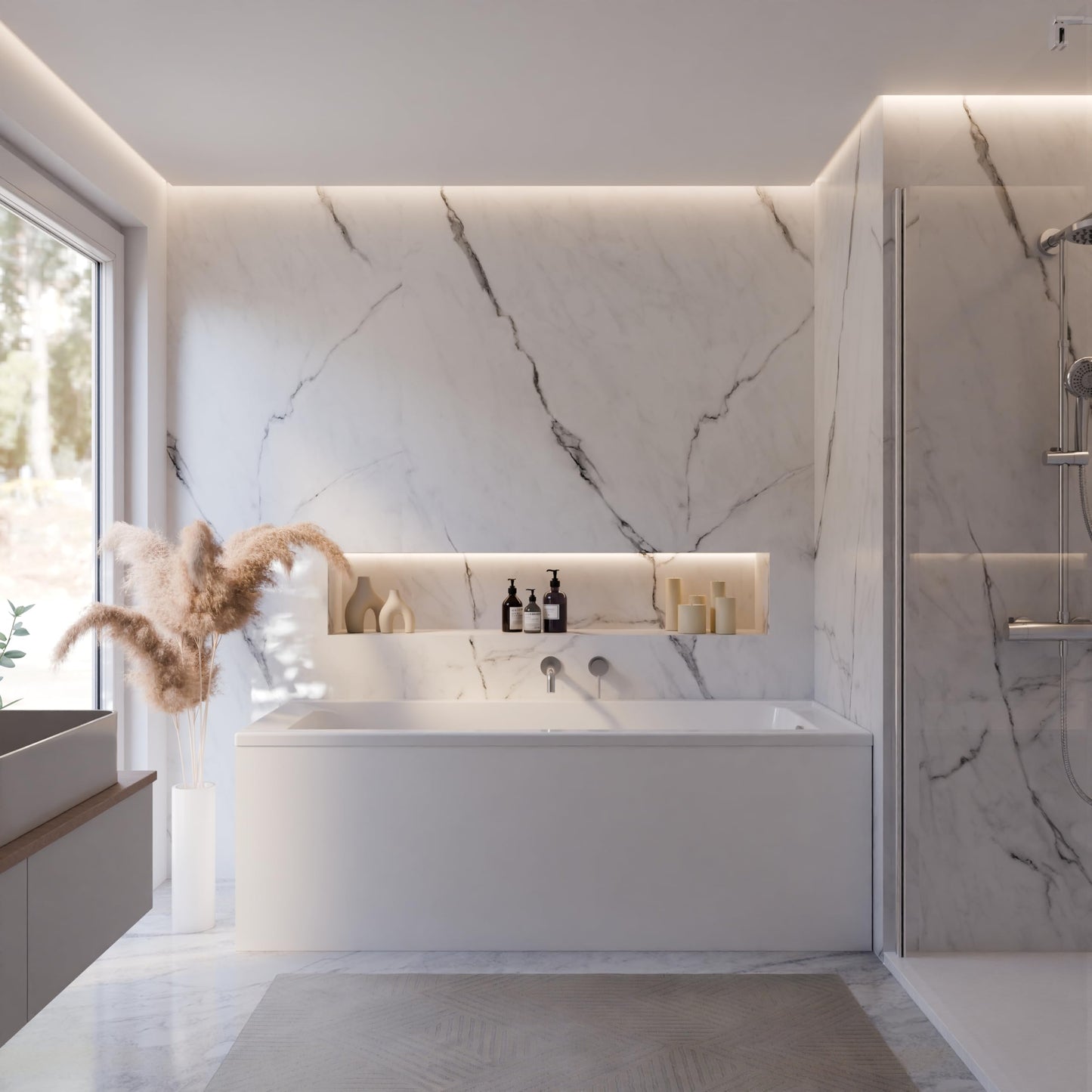 Schulte Como Bathtub 150 x 70 cm Complete with Bath Support and Drain Made of High-Quality Acrylic in Glossy White