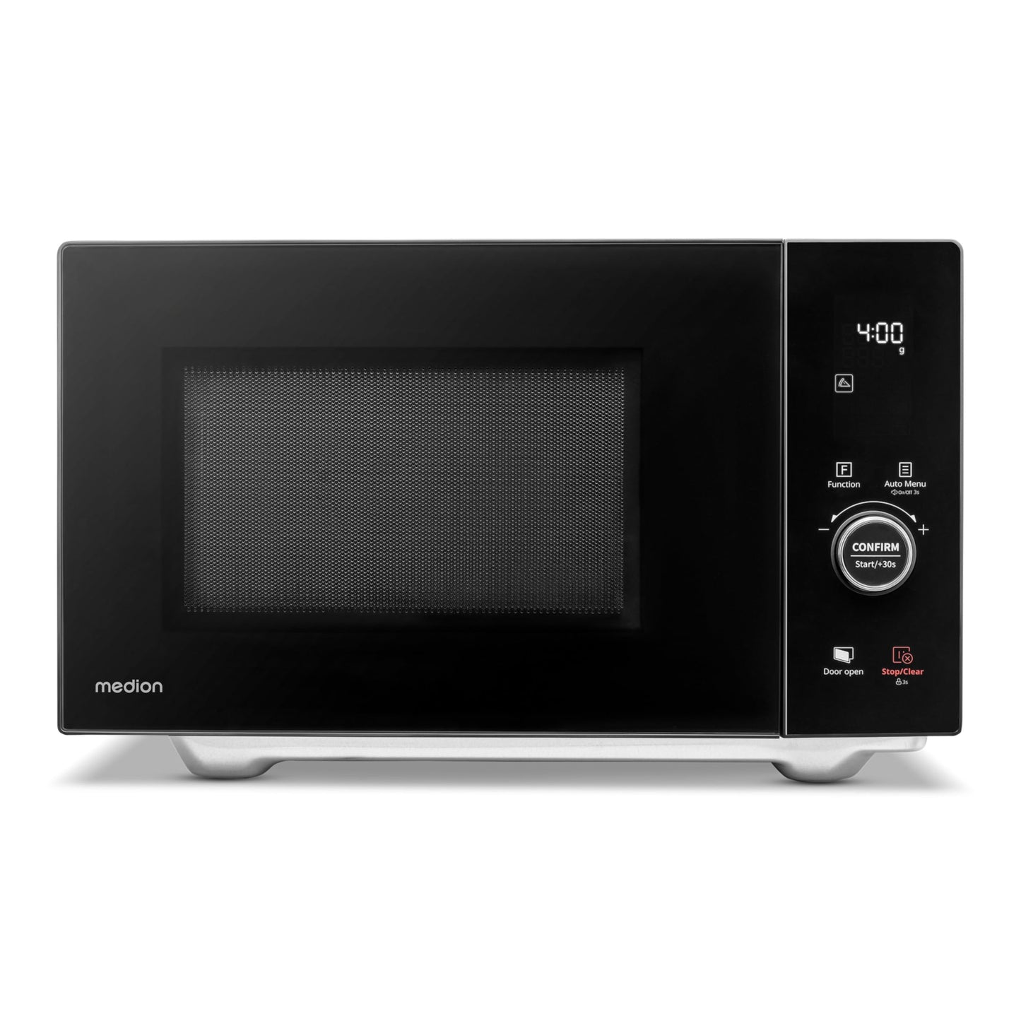 MEDION MD12011 Microwave (20 Litres, 800 Watt, 5 Microwave Levels, Defrost Function, Timer, Glass Plate, Compact, Black