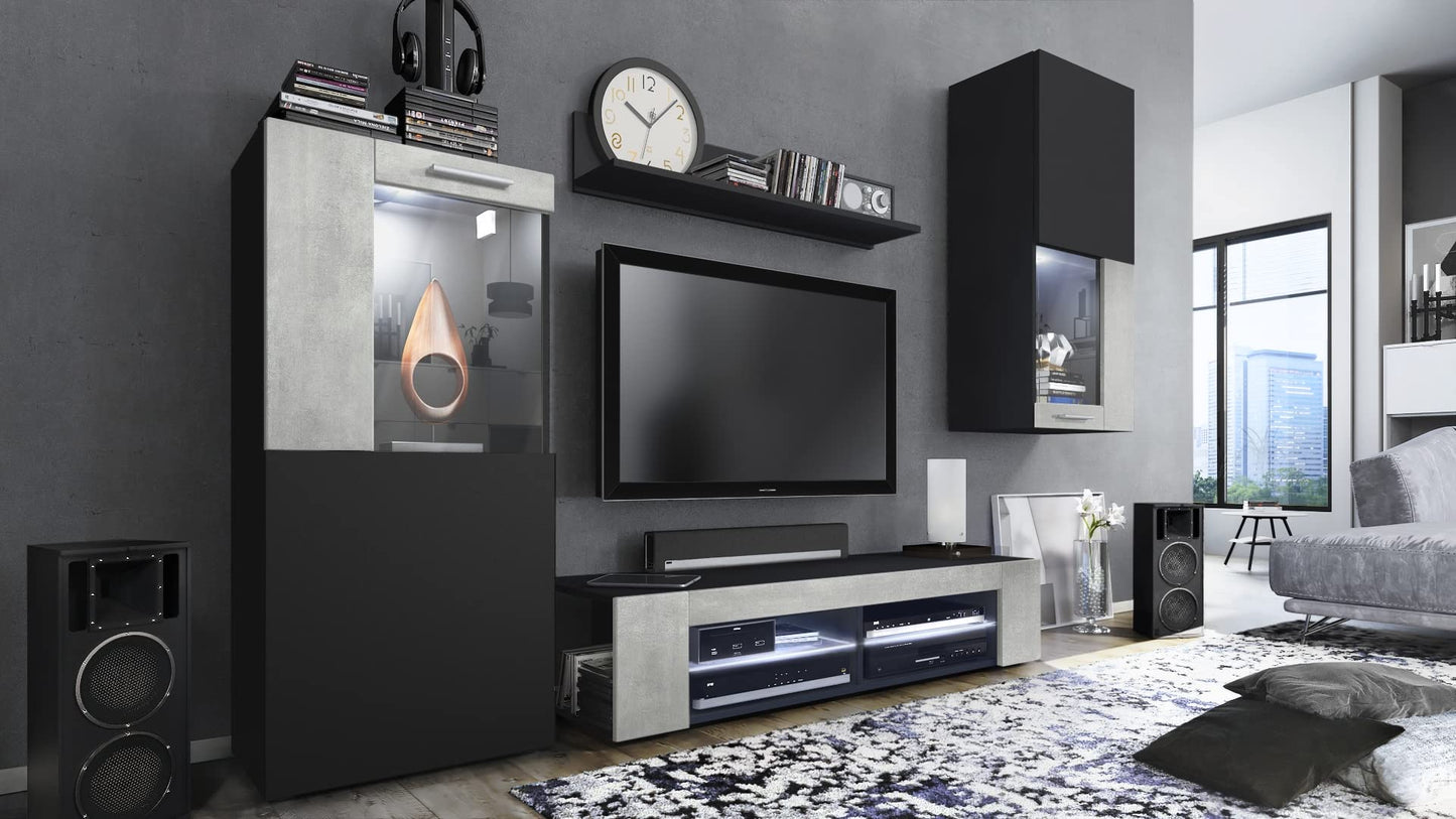 Vladon Movie Wall Unit, Black