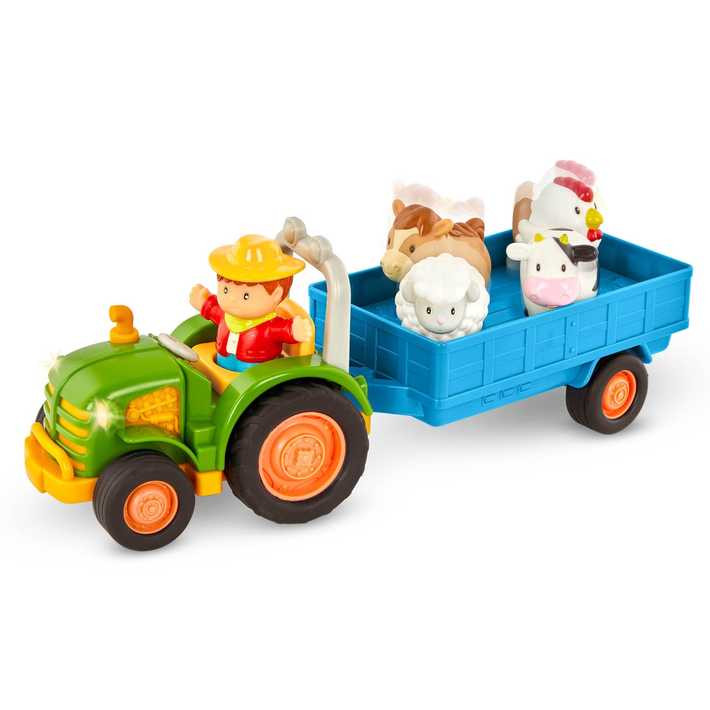 Battat Tractor Toy with Trailer, Farm Animals, Farmer, Light, Music, Tractor and Animal Sounds - Farm Toy, Educational Toy for Children from 18 Months