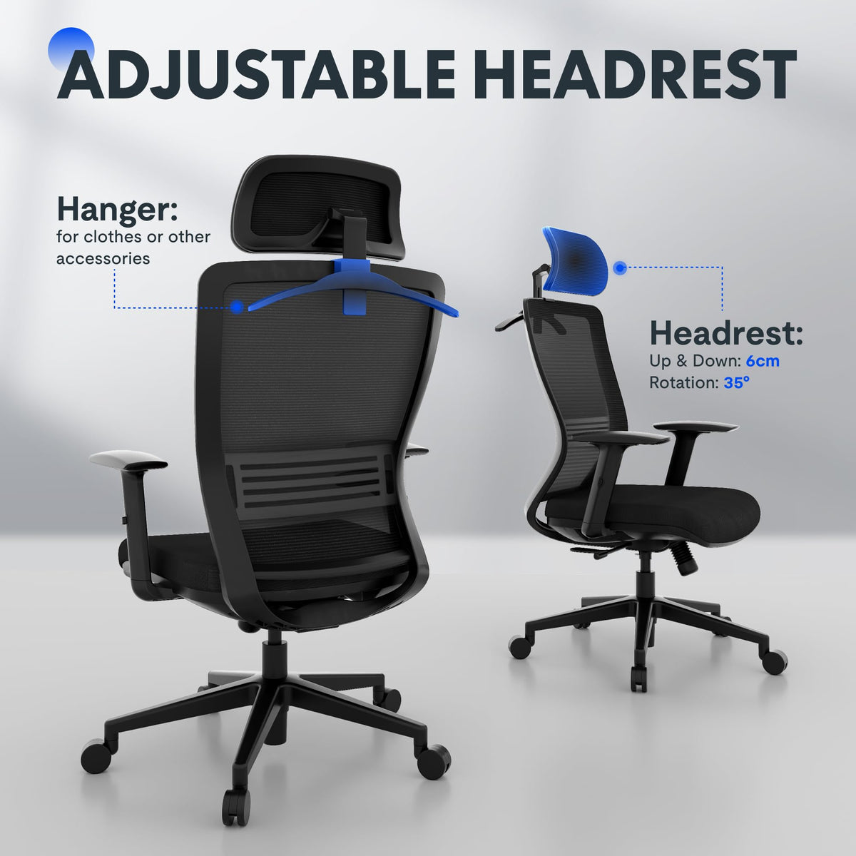FLEXISPOT OC3C Office Chair Ergonomic Desk Chair Computer Chair Height-Adjustable Seat Headrest Armrest Lumbar Support Swivel Castors Work Chair