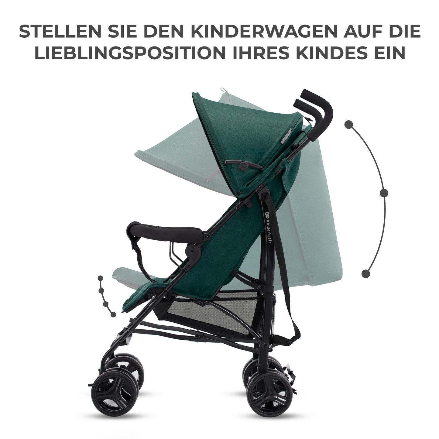 Kinderkraft TIK Kinderwagen, Liegebuggy, Sportwagen, Leicht - 6,5kg, Drehbare Vorderräder, Verstellbarer Griff, Stufenlose Einstellung der Rückenlehne, Schnelles Zusammenklappen, bis zu 17kg, Grau