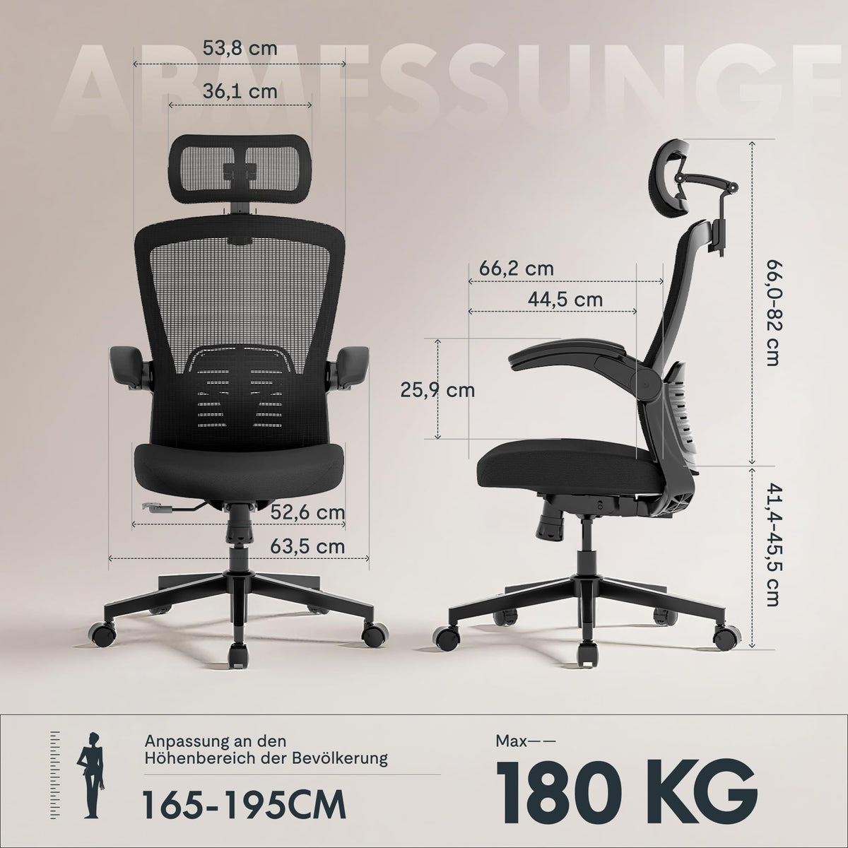 FLEXISPOT OC3C Office Chair Ergonomic Desk Chair Computer Chair Height-Adjustable Seat Headrest Armrest Lumbar Support Swivel Castors Work Chair