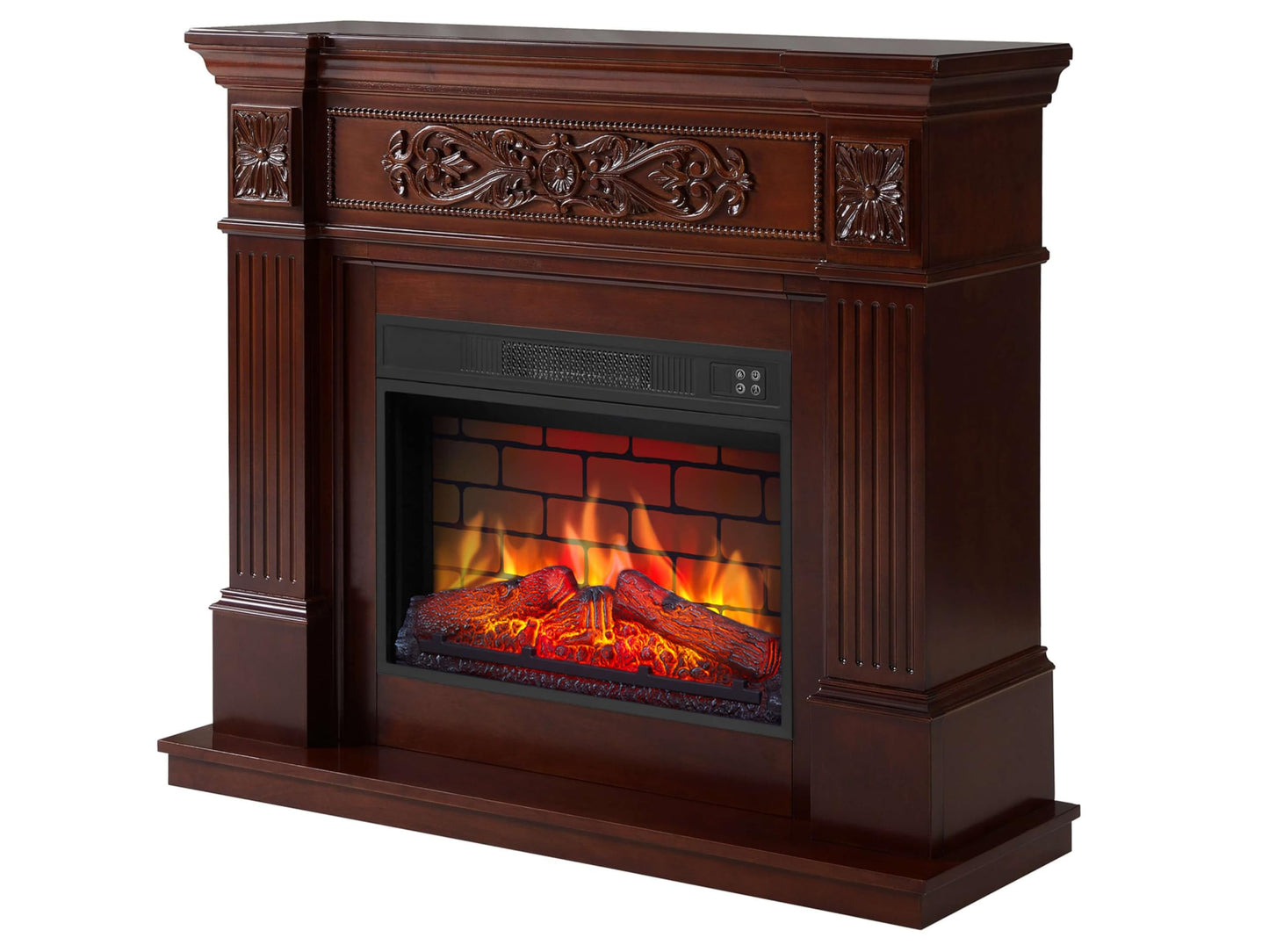 Toscana AF23BS Electric Fireplace with Heater 1800 W, Realistic 3D Flame Effect, LED Lighting, Remote Control, Timer, Thermostat, Crinkle Effect, MDF (Oak)