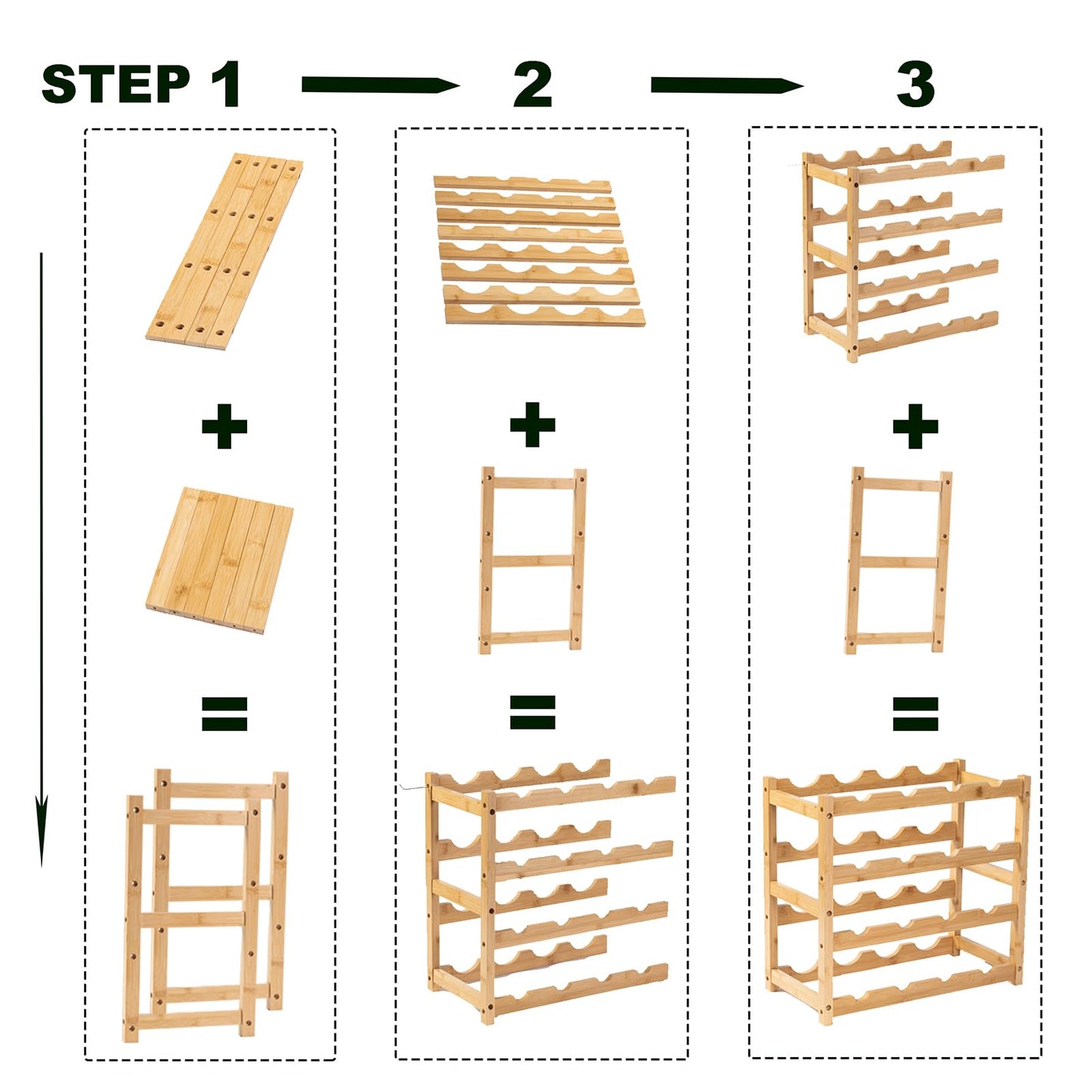 Wine Rack, Small Bottle Rack Storage Holder, Natural Bamboo Bottle Holder, Wine Bottle Shelf for Kitchen, Countertop, Cellar, Bar, Cabinet (2 Tiers, 8 Bottles)