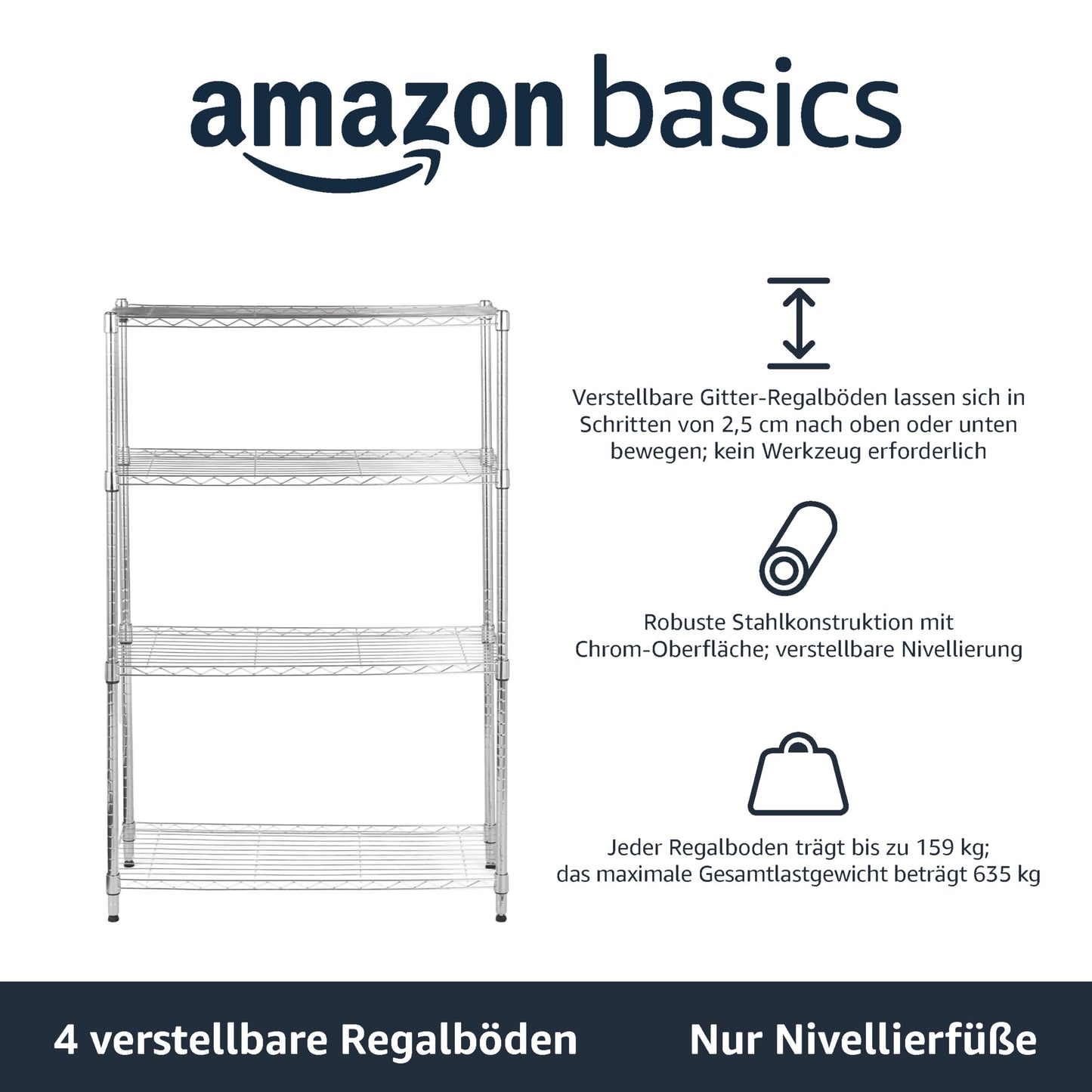 Amazon Basics Storage Shelf with Shelves, up to 160 kg, per Shelf
