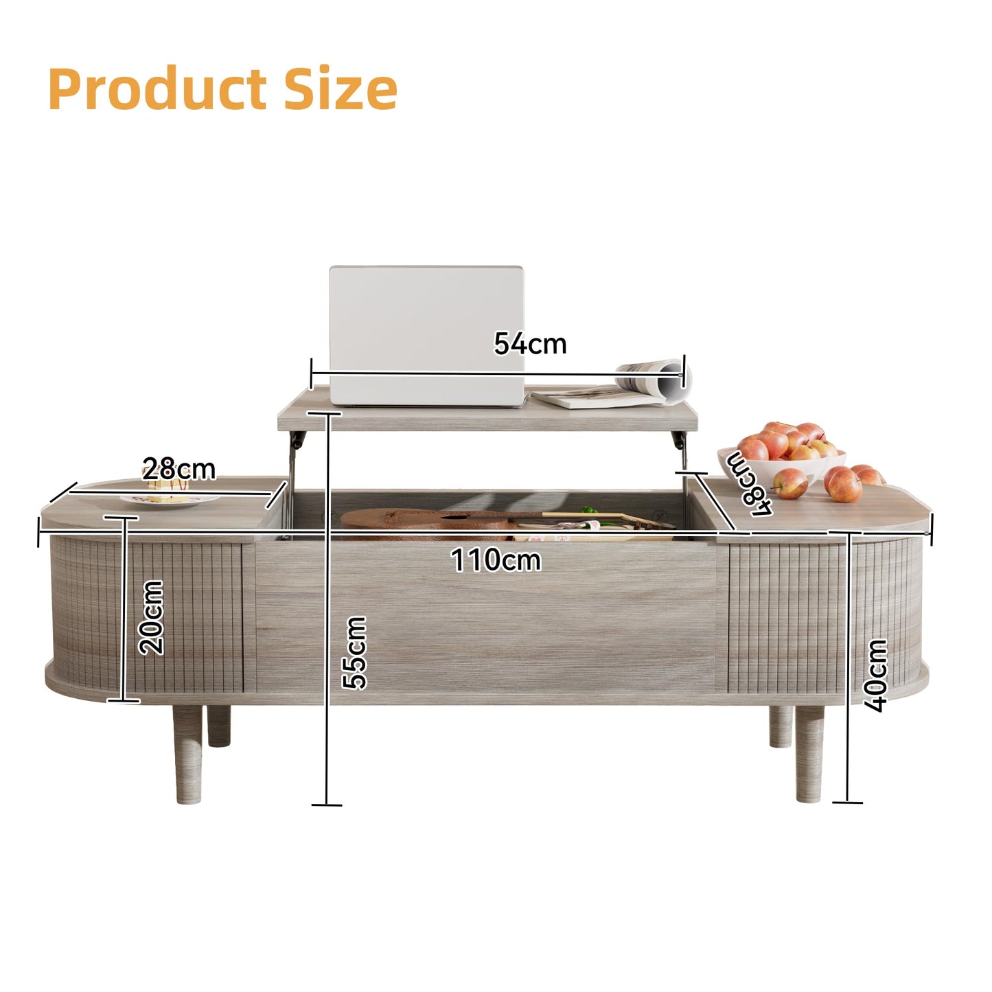 Coffee Table with Lifting Top - Modern Wooden Table with Unique Texture & Hidden Storage Space, Coffee Table for Living Room, Bedroom, Small Spaces, Home Office