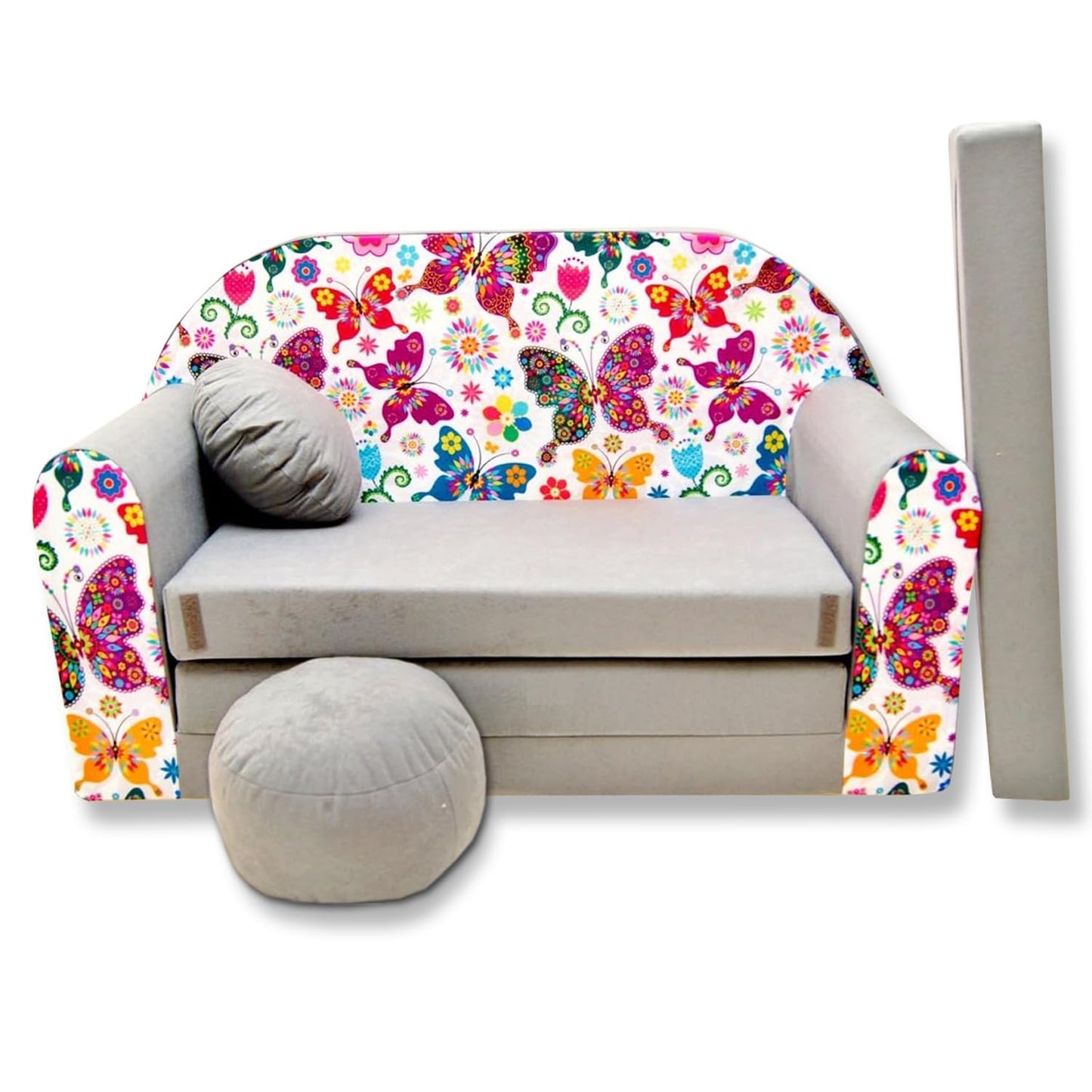 Children's Sofa with Sleep Function Foldable 3-in-1 Children's Sofa Play Sofa with Bed Function Girls Boys Bean Bag Mini Sofa Bed Children's Room Sleeping Chair (A39)