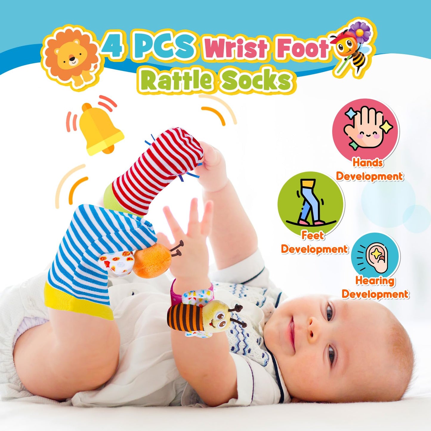 Wootoyz Baby Spielzeug 0-12 Monate, 14 Pcs Rasseln Beißring Set Babies Spielzeug ab 0 3 6 9 Monate Baby Geschenk Junge Mädchen Montessori Spielzeug ab 0-12 Monate Neugeborenen Geschenk Geburt