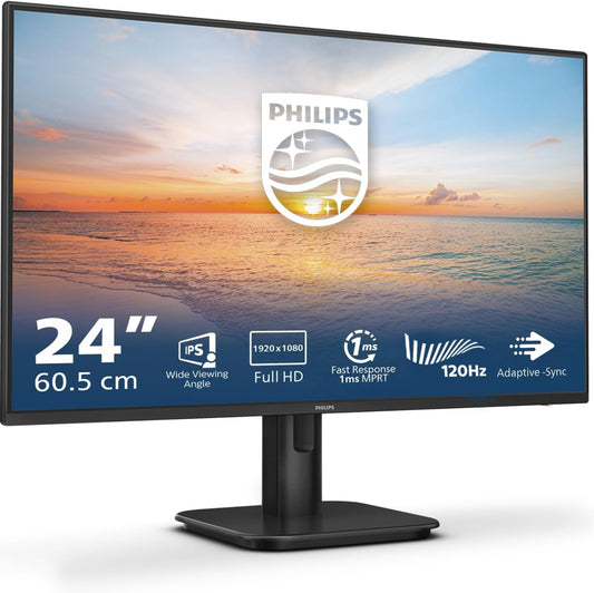 Philips 24E1N1100A - 24 Inch Full HD Monitor, Built-in Speaker, 1 ms Response Time (1920 x 1080, 100 Hz, VGA, HDMI 1.4) Black