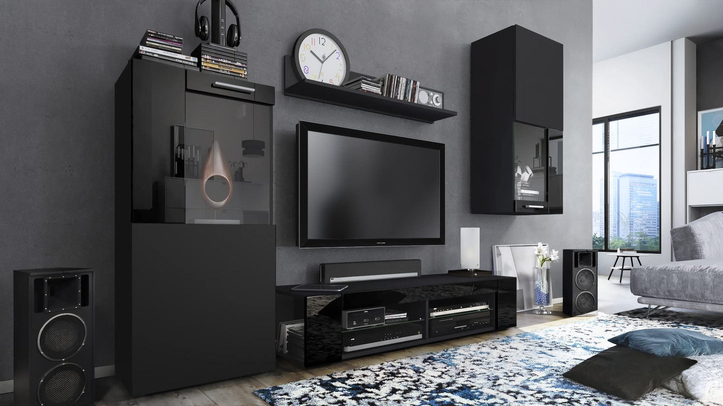 Vladon Movie Wall Unit, Black