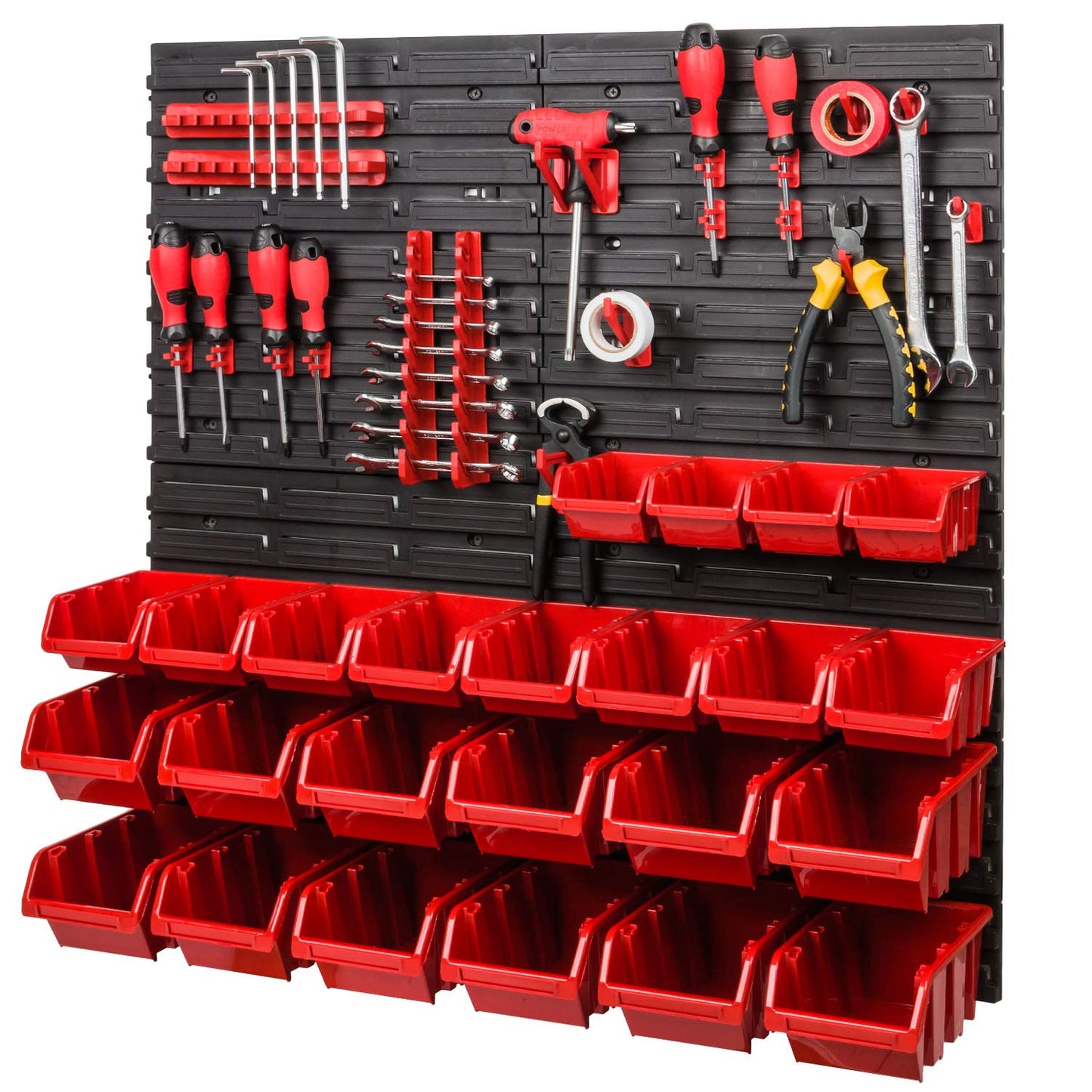 Storage System, 780 x 1152 mm, Stacking Boxes, Wall Shelf, 20 Holders, Storage Boxes, 44 Boxes, 5 Compartments