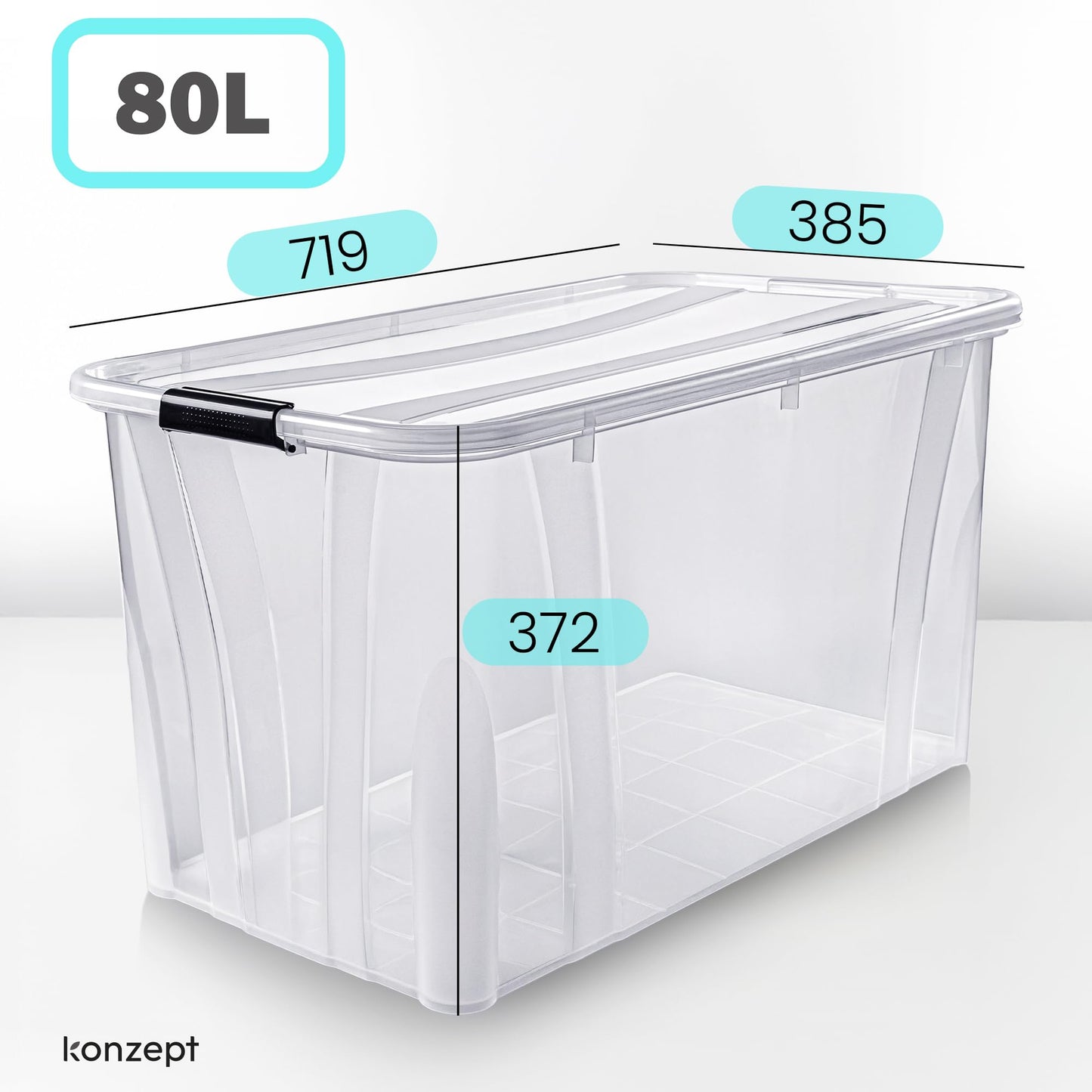 KONZEPT Storage Box with Lid 32L BPA Free Heavy Duty Locking Clips