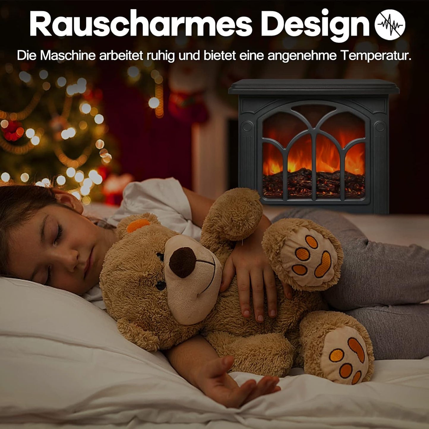 XMTECH 1500W Elektrokamin mit Heizlüfter Elektrischer Kamin Heizung, Heizer Ofen mit LED Kaminfeuer Flammeneffekt, PTC Heizleistung, geräuscharm, schwarz