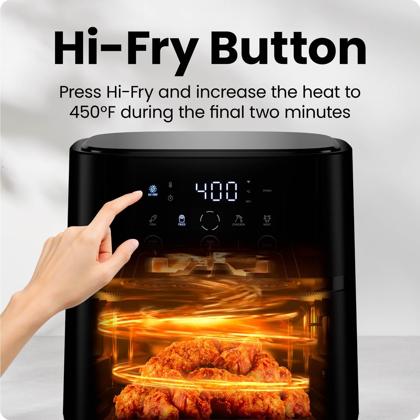 Chefman Hot Air Fryer - 3.75 L Compact Hot Air Fryer for Quick Meals, with Hi-Fry Technology, Viewing Window, Touch Controls, Non-Stick and Dishwasher Safe - Black
