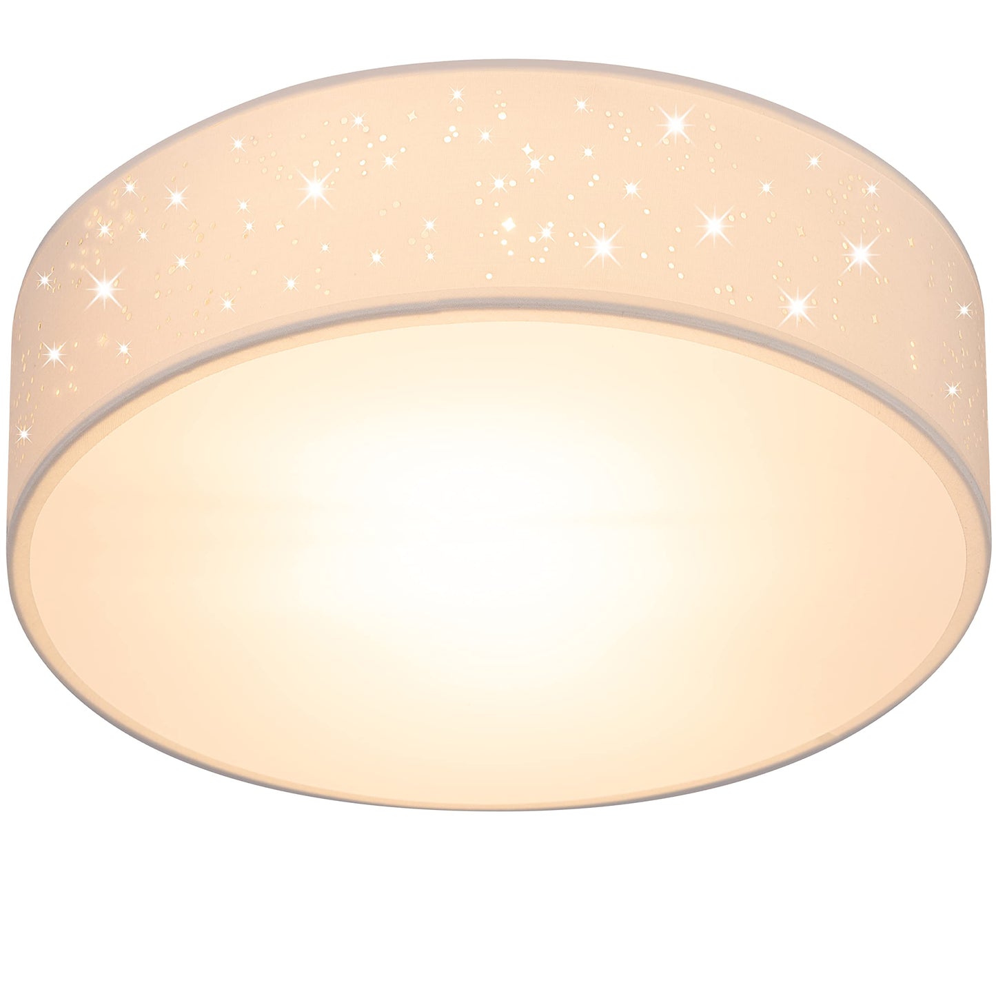 MONZANA® Ceiling Light Starry Sky Living Room Bedroom E27 Grey Round 38 cm Fabric Shade 2 Bulbs 40 W Kitchen Lamp Ceiling Light Fabric Ceiling Lamp