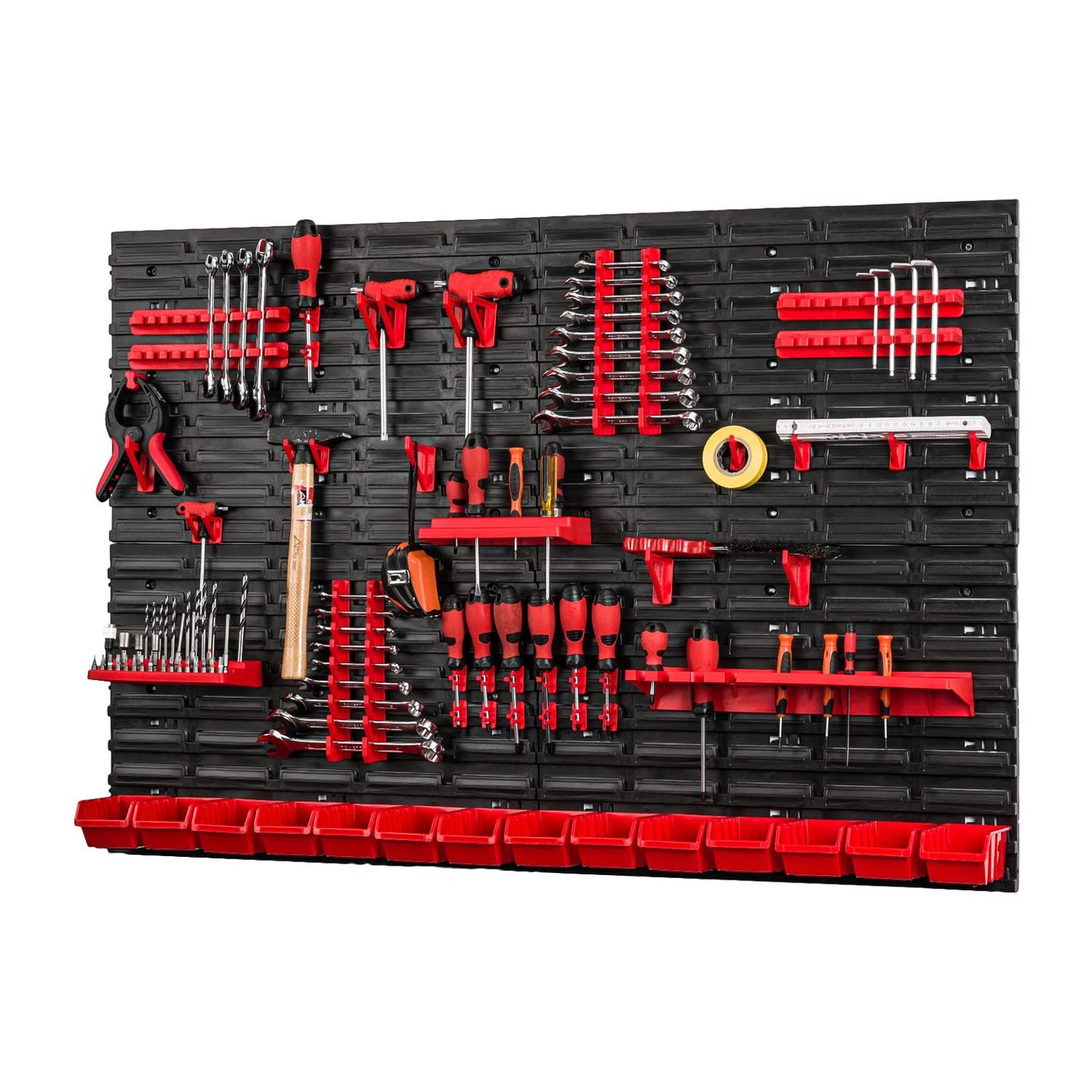 PAFEN Tool Wall with Stacking Boxes - 1152 x 780 mm - Storage System Wall Shelf for Garage Workshop Tool Holders with Perforated Wall Storage Rack Shed Rack Garage Organiser System Set 57 Pieces
