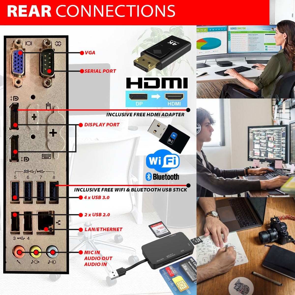 GMR Ultra Slim i7 Office PC - Business Office Computer | 3 Year Warranty | 32 GB RAM | 4000GB SSD | DVD±RW | USB 3 | Windows 11 Pro | WiFi Bluetooth