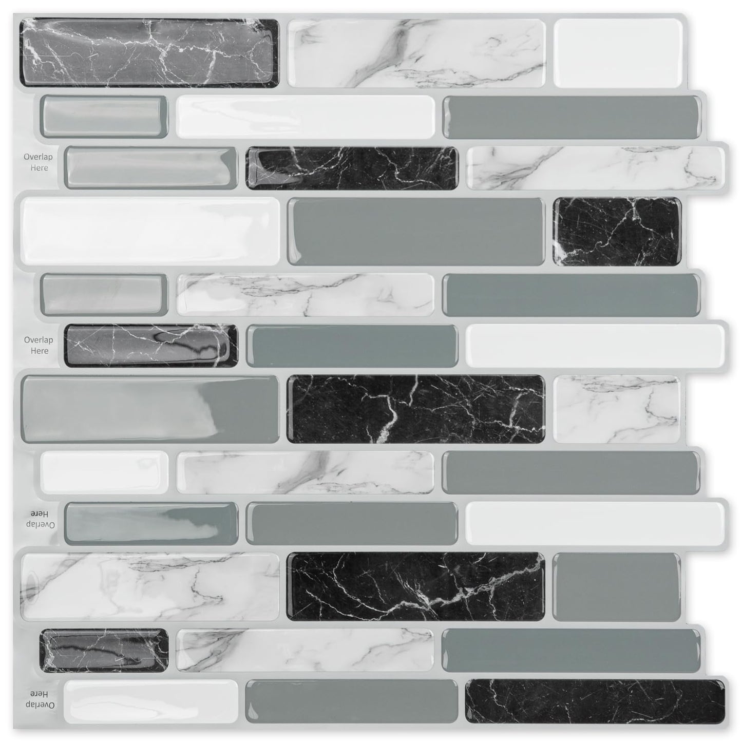Art3d 30 x 30 Peel and Stick Kitchen Backsplash Tiles Marble Grey