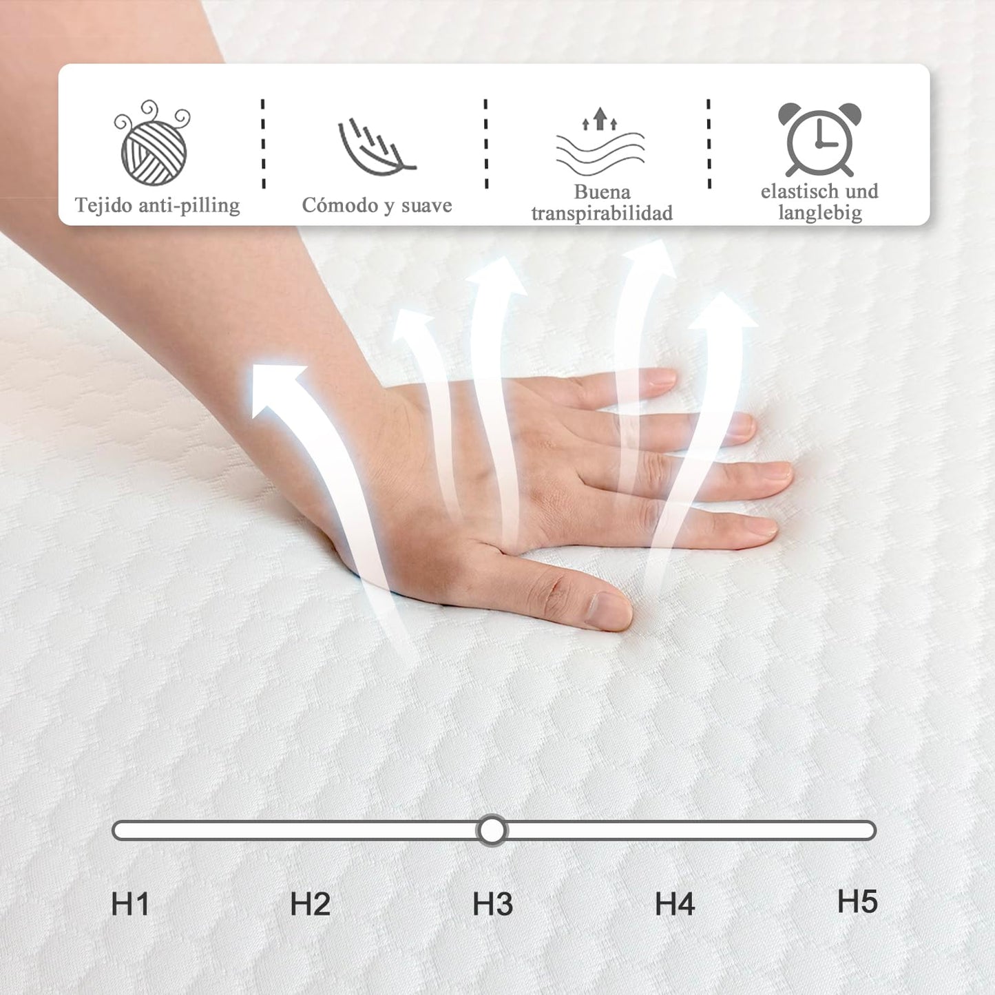 Memory Matratzen Mattress 180 x 200 cm, Double Bed Mattress 20 cm High, Cold Foam Mattress, Gel Memory Foam Mattress, Hardness Levels H2 and H3, 7 Zones for Comfort and Durability (180 x 200 x 20 cm)