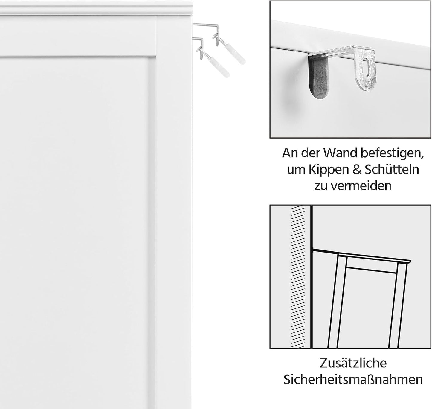 Yaheetech Tall Bathroom Cabinet, Kitchen Cabinet with Glass Doors and Storage Compartment, Storage Cabinet, Bathroom Chest of Drawers with 4 Drawers and Adjustable Shelf, 63 x 30 x 165.5 cm