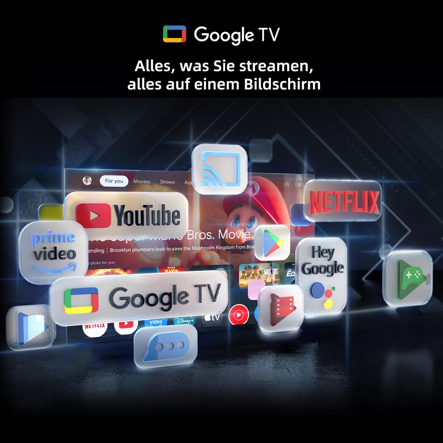 CHIQ L40FT 40 Zoll, Full HD, (100 cm) Smart Fernseher, HDR10, Dolby Audio & DBX-tv, Triple Tuner DVB-C/T2/S2, Integrierter Chromecast, Metall Randlos Design