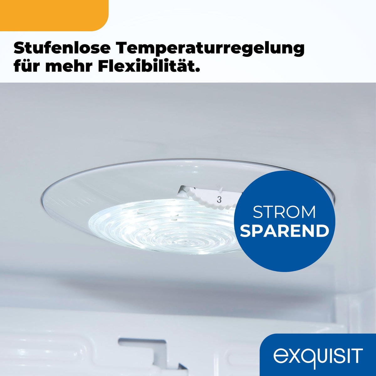 Exquisit KB560-V-091E Mini Fridge, Fridge without Freezer, 50 Litres, 45 cm Width, LED Interior Lighting, Temperature Control, Small Fridge, Black