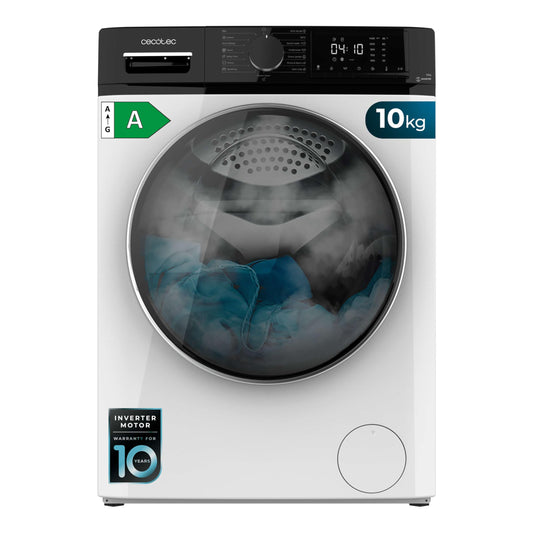 Cecotec Waschmaschine 8Kg Frontlader Bolero DressCode 8610 Inverter Steel A. 1400 U/min, Steam Max, Inverter Plus Motor, 15 Progr, OnSmart, Smooth Wash, Stop&Go, Antibakterielle Dichtung, Drum Clean