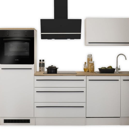 FINN Modern Kitchen Unit without Electrical Appliances in Matt White, Artisan Oak Look, Spacious Fitted Kitchen with Lots of Storage Space, 260 x 200 x 60 cm (W x H x D)