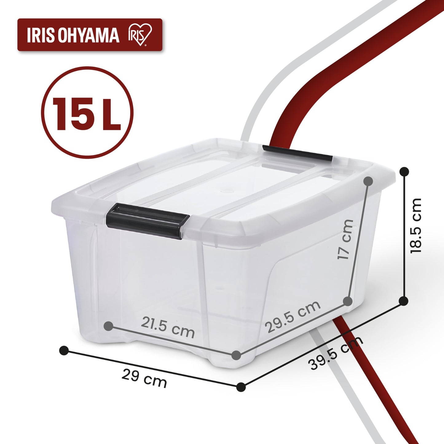Iris Ohyama Storage Box with Lid, 80L, Set of 4, Transparent, Snap Latches with Handles, Stackable, Strong & Durable, for Clothes, Garage, Home, Office, Plastic Box, Storage TB-84D
