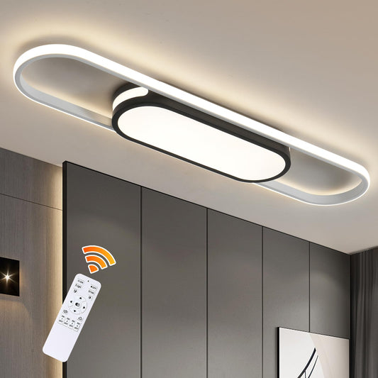 Oninio Modern LED Ceiling Light Dimmable Ceiling Light with Remote Control 70 cm Ceiling Light for Living Room, Kitchen, Dining Room, Bedroom, 40 W (Gold)