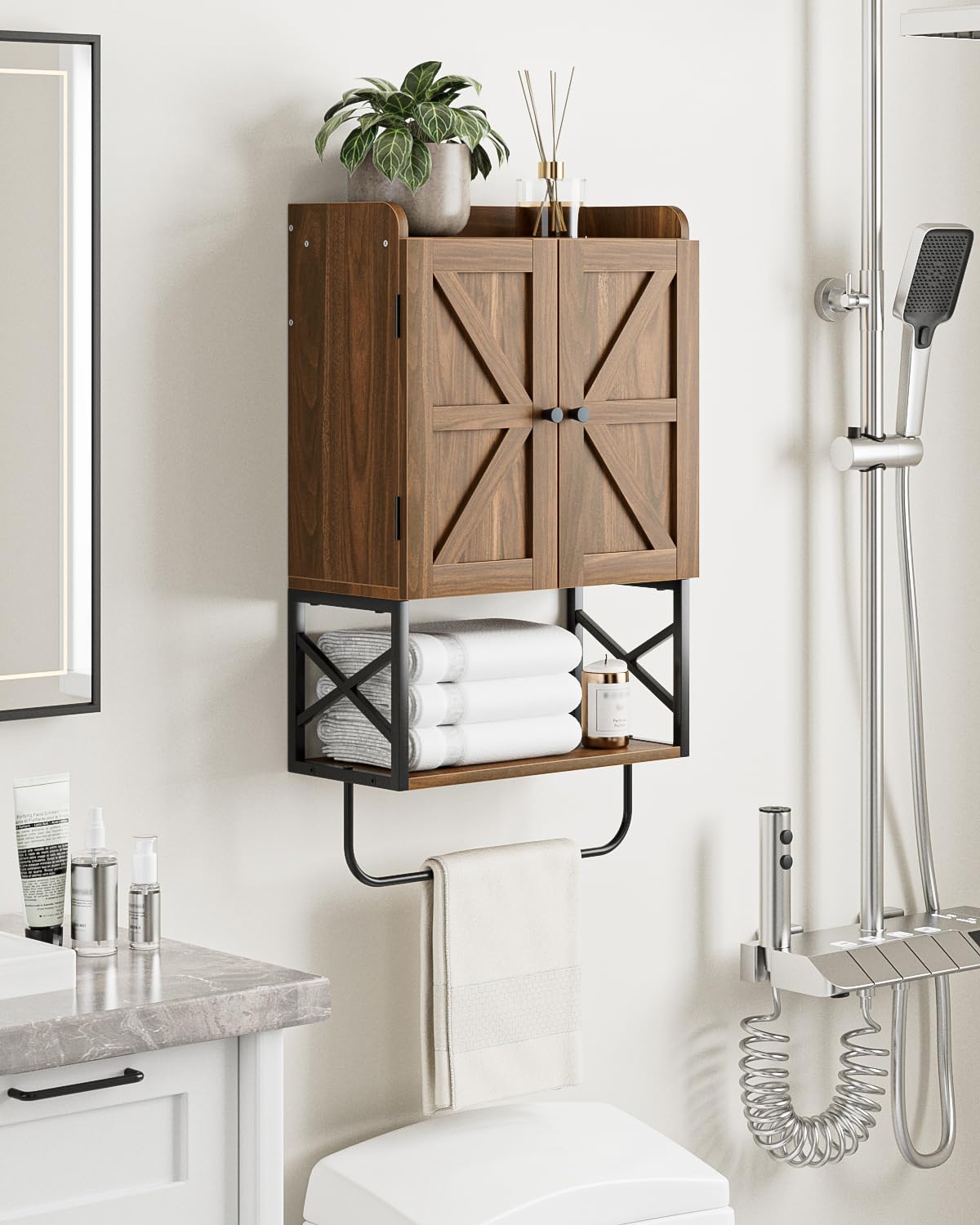 Bathroom Cabinet, Small Medicine Cabinets with Adjustable Shelf and Magnetic Locking Doors, Wall Mounted Hanging Cabinet for Bathroom/Laundry, White