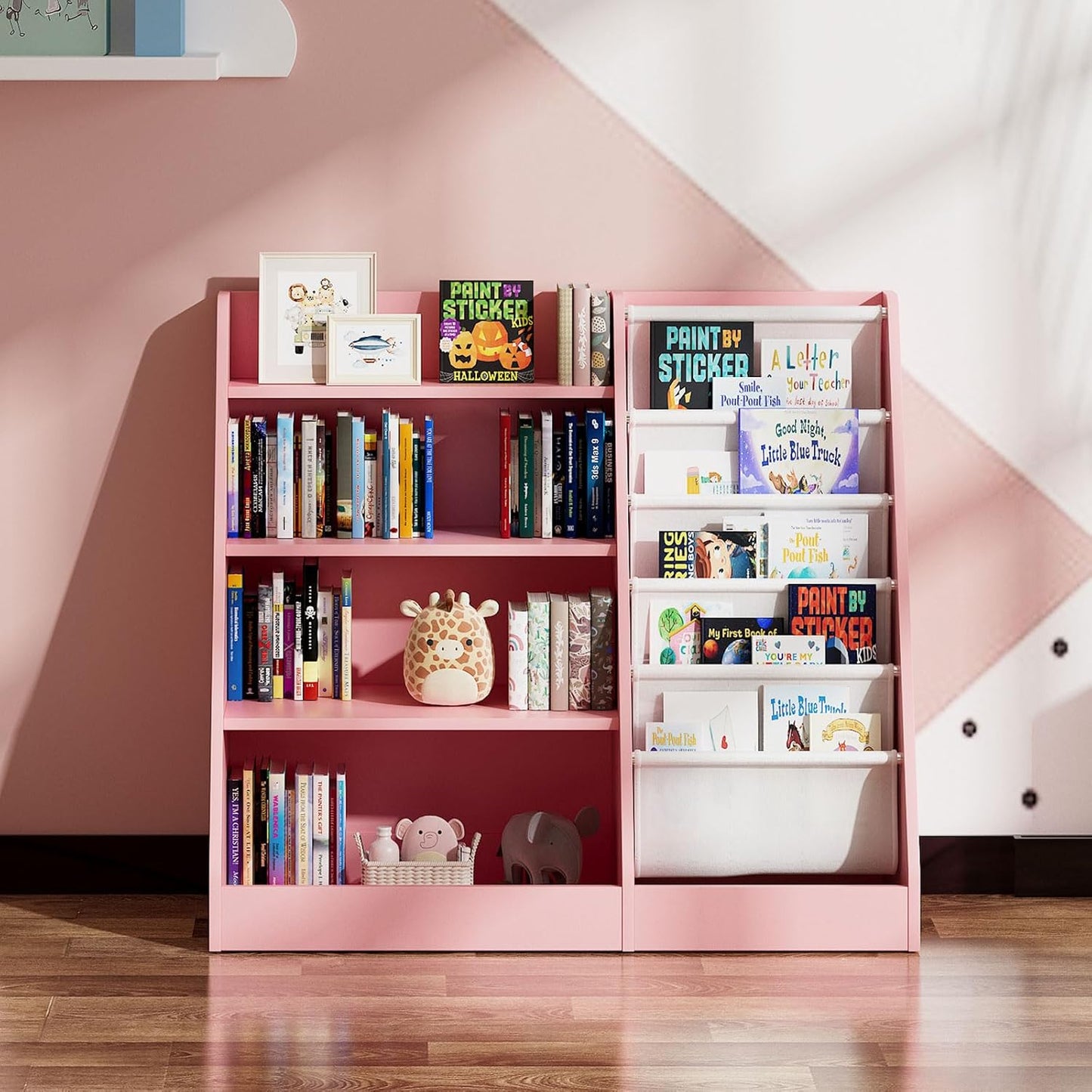 Children's Shelf, White with 5 Shelves and 4 Open Compartments, Bookcase for Children, Toy Organiser, 90 x 40 x 80 cm