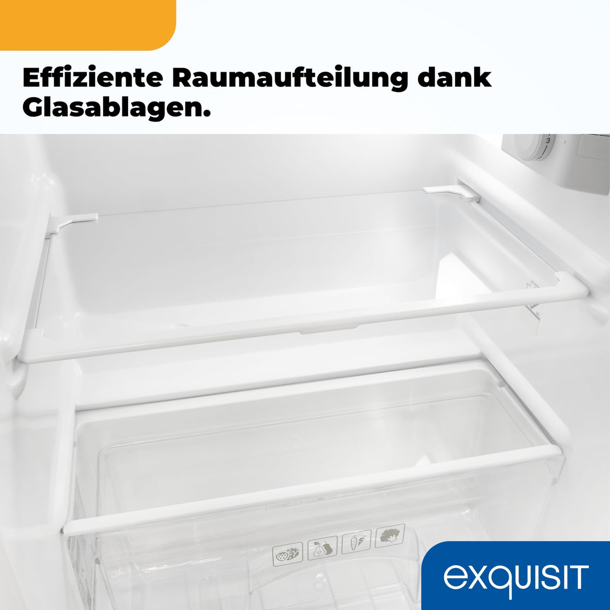 Exquisit KGC590-30-E-040E Fridge Freezer, 85 Litres, Fridge Freezer, 4-Star Freezer, LED Lighting, Compact, Small, White