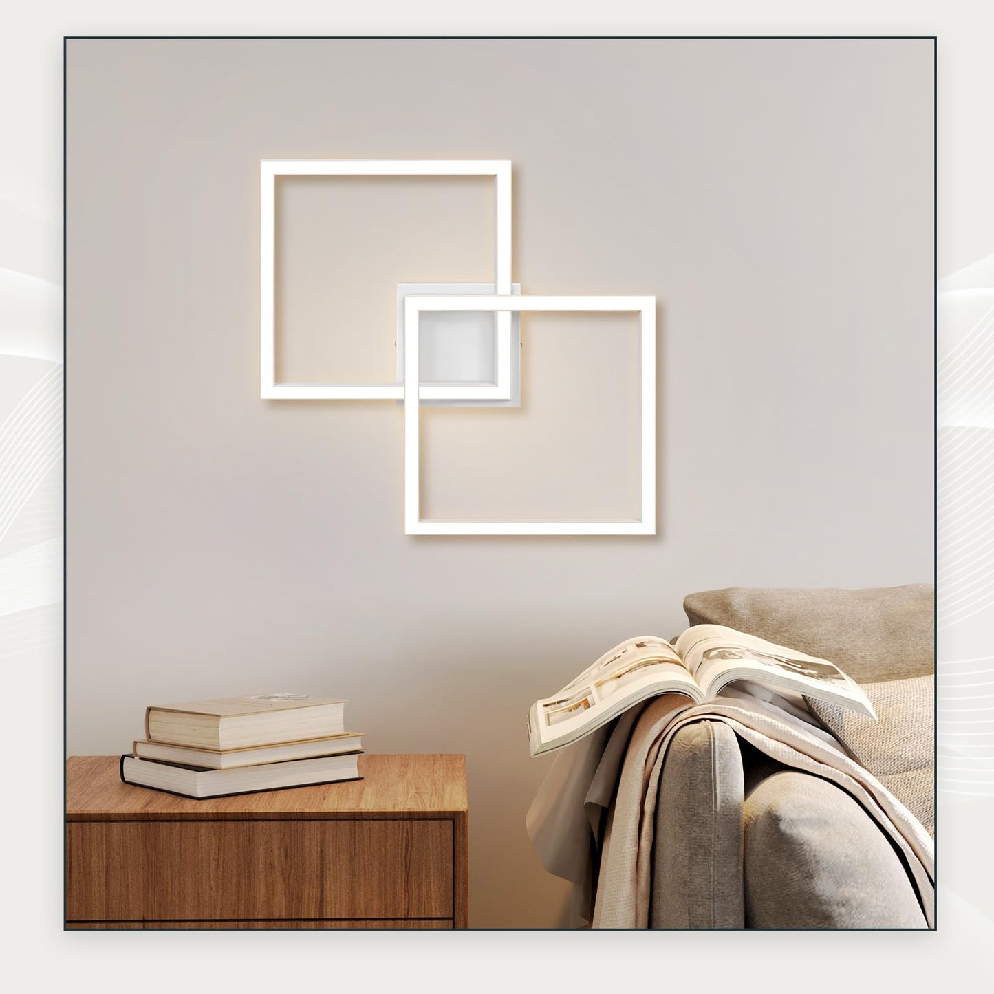 Homefire LED Ceiling Light, Kitchen, 24 W, Kitchen Lamp, Black, Living Room Lamp, Modern Design, Hallway Lamp, Warm White, Hallway, Bedroom Lamp, Square, for Living Room, Bedroom