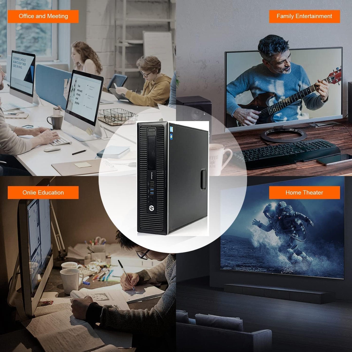 HP EliteDesk 800 G1 SFF Desktop Computer PC, Intel Core i5-4570, 16 GB RAM, 512 GB SSD, US Tastatur, WiFi, Bluetooth, Windows 11 Pro (Generalüberholt)