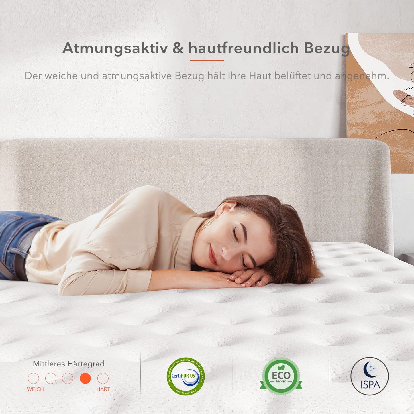 Sweetnight Mattress 160 x 190 cm, Pocket Spring Core Mattress with 7-Zones, Breathable, Orthopaedic, Height 20 cm, Hardness H4