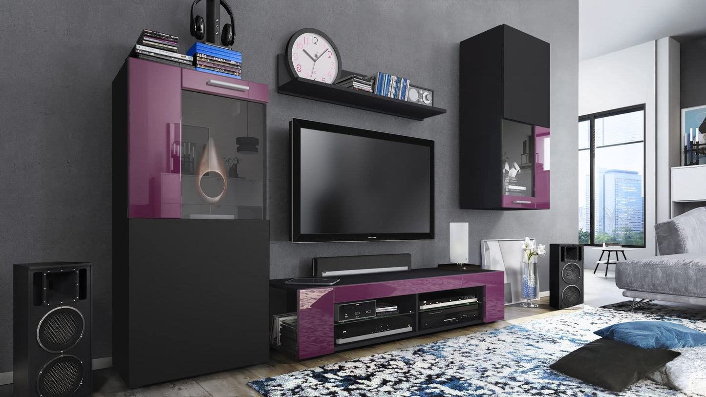 Vladon Movie Wall Unit, Black