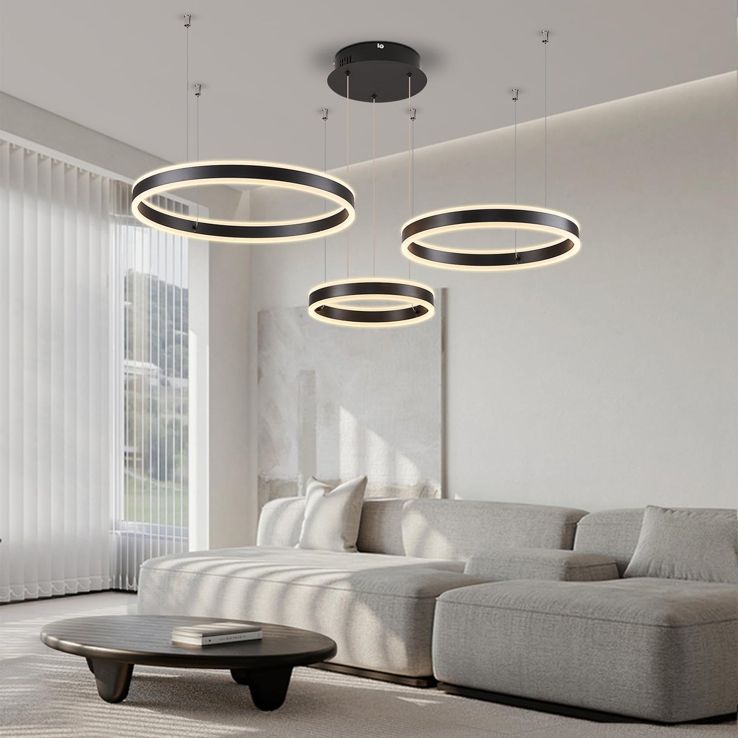 SUCIKORIO LED Pendelleuchte Esstisch, Modern LED Rund Hängelampe Esstisch Dimmbar Hoehenverstellbar 88W Aluminium Esstischlampe Hängend Mit Fernbedienung 2700K-6500K 5%-100% Helligkeit 30+40+50cm