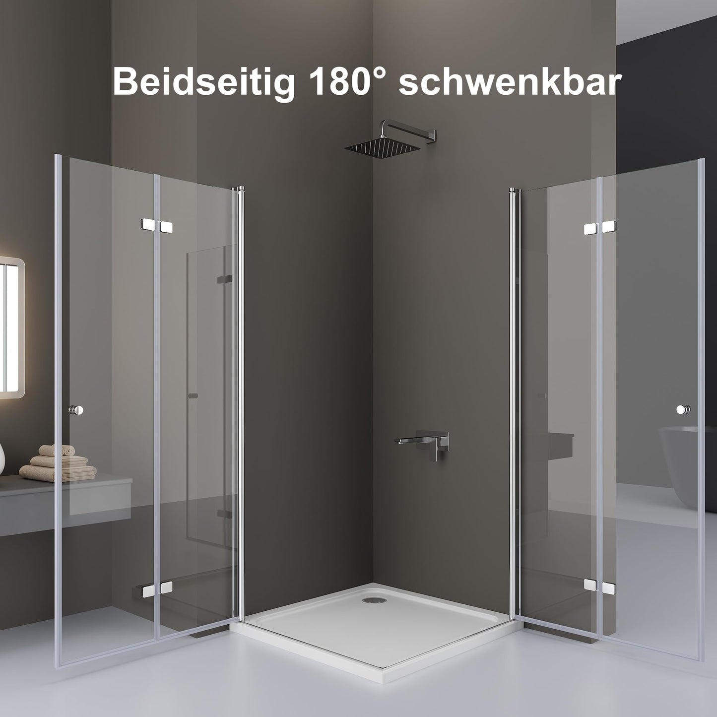 Shower Cubicle 90 x 90 x 185 cm Corner Entry Shower Folding Door 180° Shower Screen Shower Enclosure 6 mm Tempered Glass