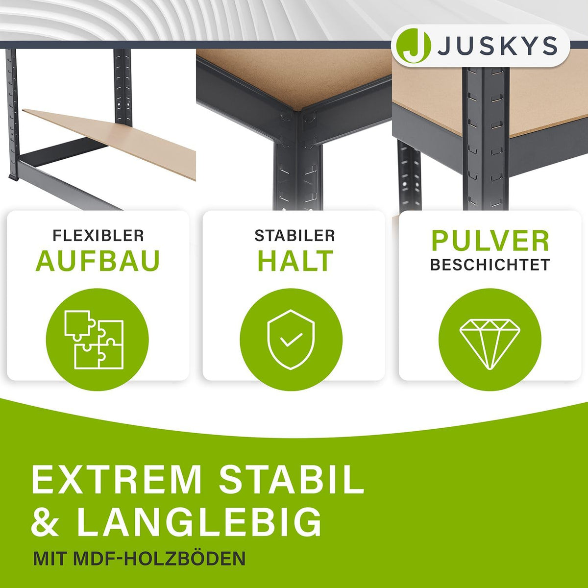 Juskys Easy Storage Shelves, Set of 2, 2 x 160 x 80 x 40 cm (H x W x D), 640 kg Load Capacity, 8 Shelves, Heavy Duty Metal Shelving, Basement Shelving Unit, Shelving System, Metal Shelf