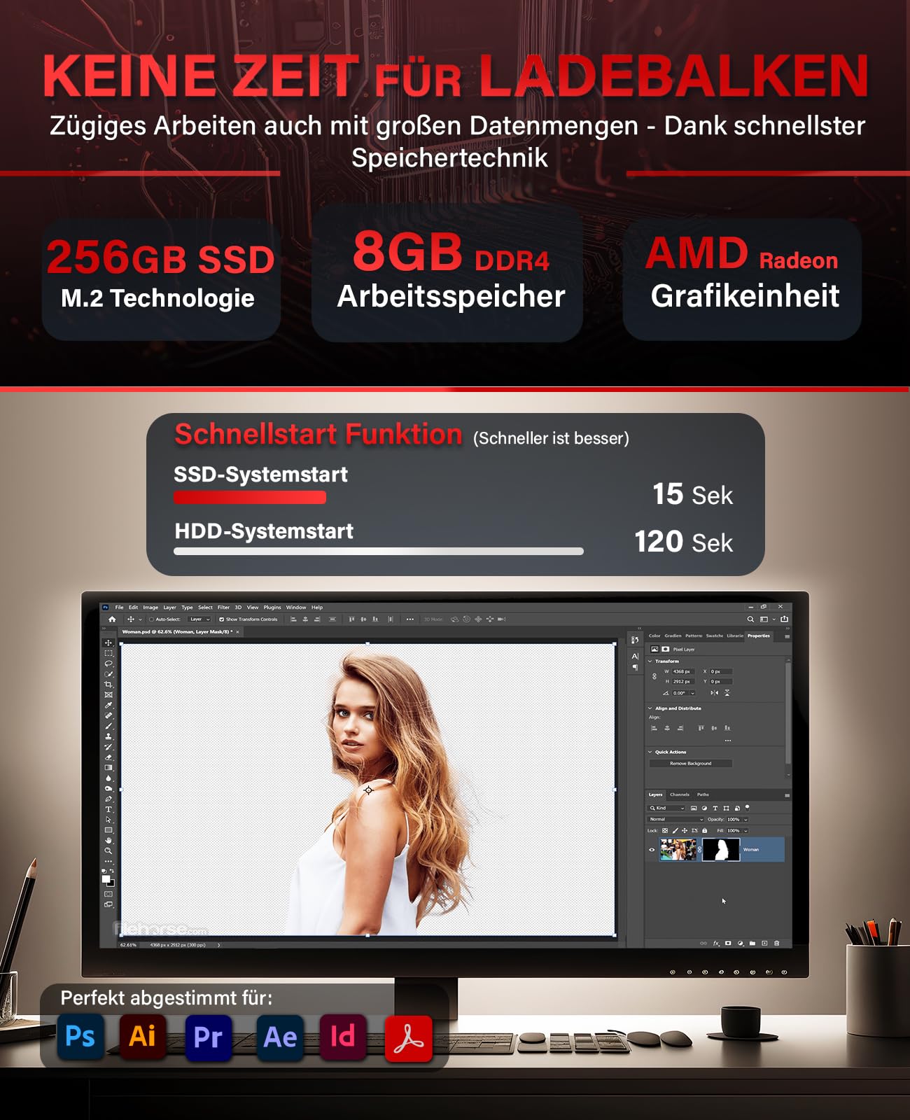 Greed® Ultra V2 PC mit Intel Core i7 12700F - Schneller Rechner - Computer für Büro & Home Office mit 4,8 GHZ - 32GB RAM/Arbeitsspeicher - 1TB SSD + 1TB HDD - DVD+RW - USB 3.1 - WLAN, inkl Win 11 Pro