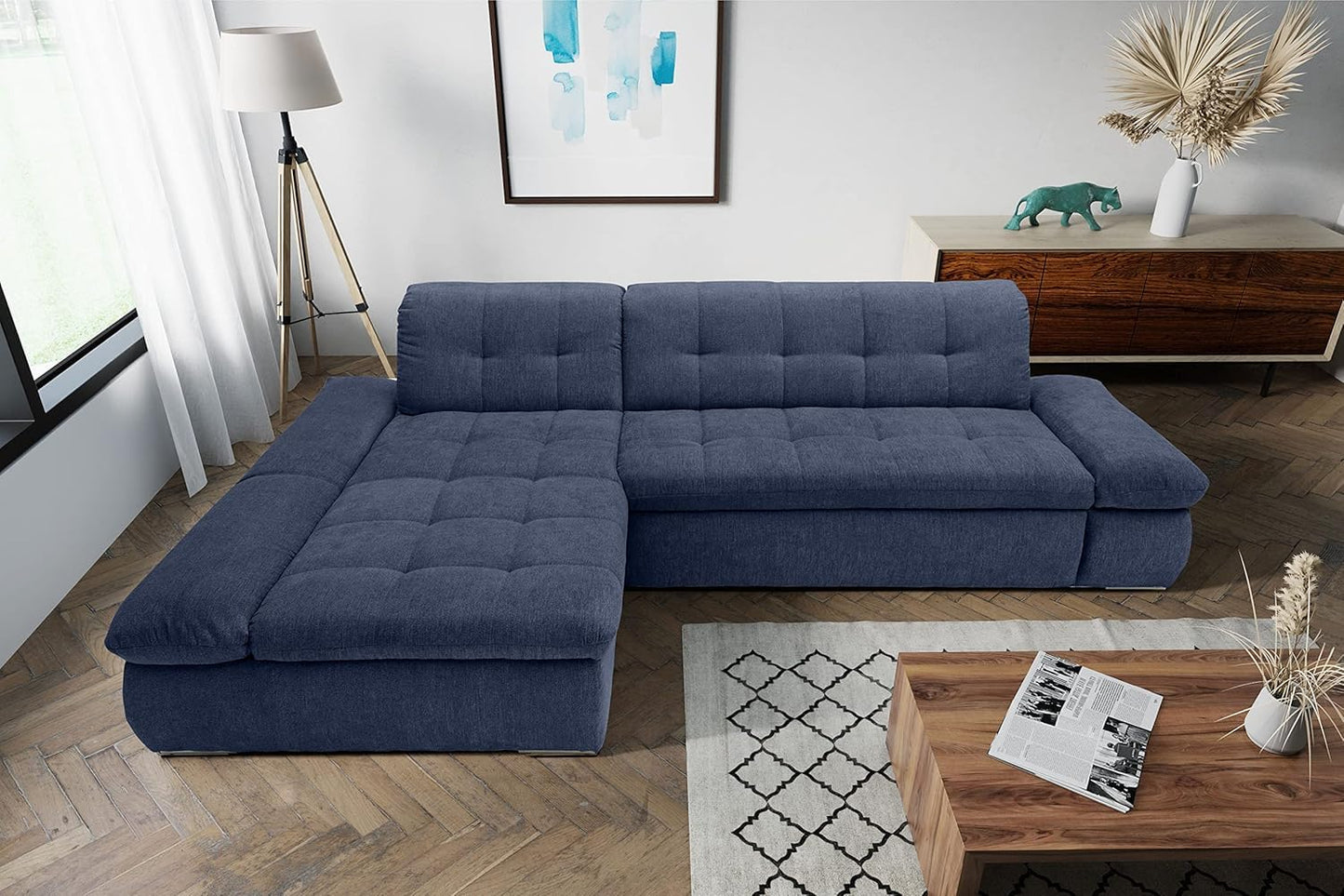 DOMO. collection Moric Corner Sofa, L-Shaped, Corner Sofa, L-shaped, 300 x 172 x 80 cm (W x D x H), Beige