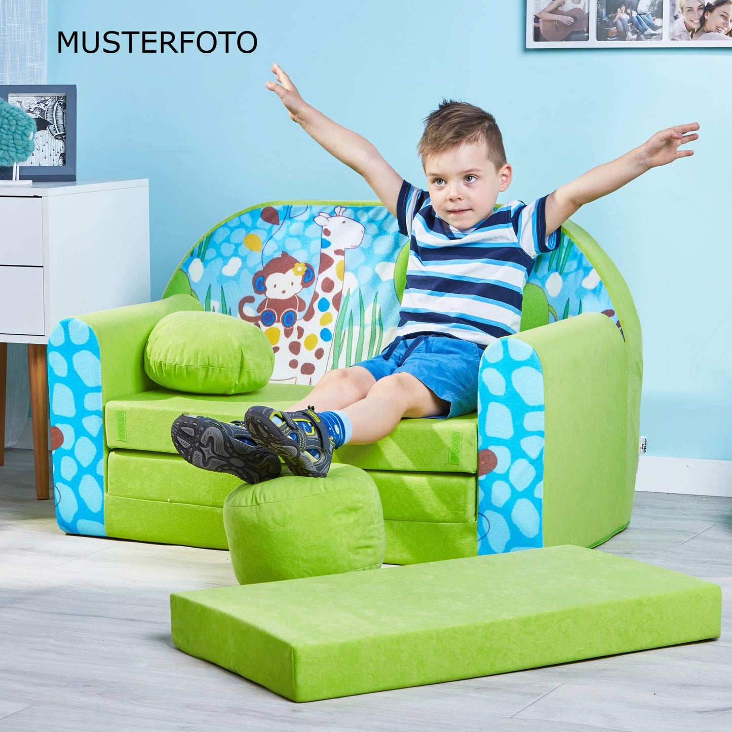 Children's Sofa with Sleep Function Foldable 3-in-1 Children's Sofa Play Sofa with Bed Function Girls Boys Bean Bag Mini Sofa Bed Children's Room Sleeping Chair (A39)