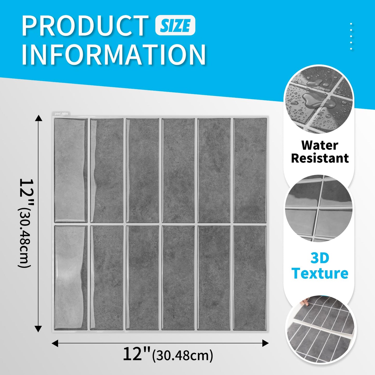 Art3d Tile Stickers, Adhesive Tiles, Tile Film, Green Wall Sticker, Metro Tile Decoration, Self-Adhesive Wall Tiles, RV, Kitchen, Bathroom, 10 Sheets (30.5 x 30.5 cm)