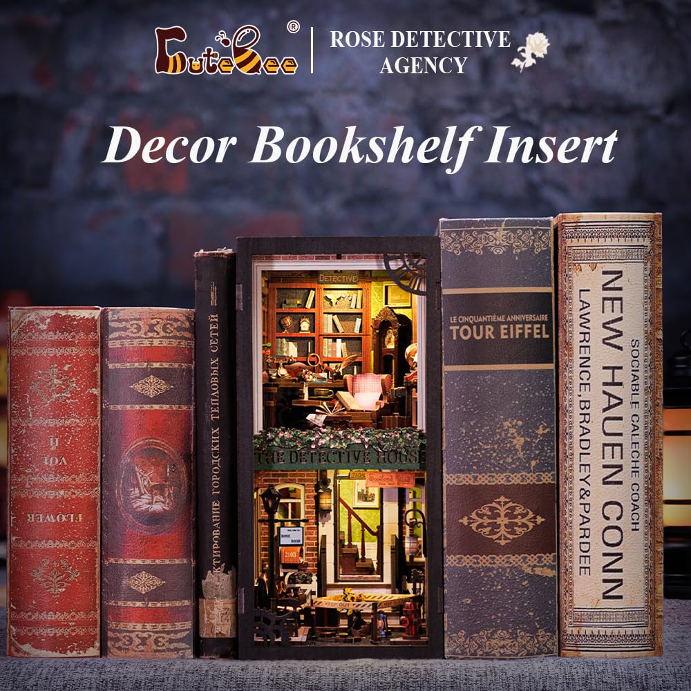 CUTEBEE Book Nook Kit – DIY Puppenhaus Häuser, Miniatur Haus Selber Bauen für Erwachsene, 3D-Holzpuzzle & Buchstütze | Kreatives Set für Bücherregal Dekor | Geschenk,199 PCS (Champs-Élysées Florist)