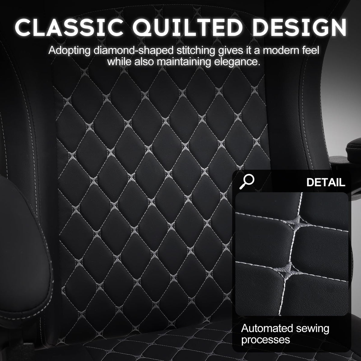 Vittanly Gaming Chair with Spring Cushion, Ergonomic Gaming Chair, Gamer Chair with Headrest, Lumbar Cushion and Footrest, Height-Adjustable Rotating Gaming Chair, Office Chair, 150 kg, Black