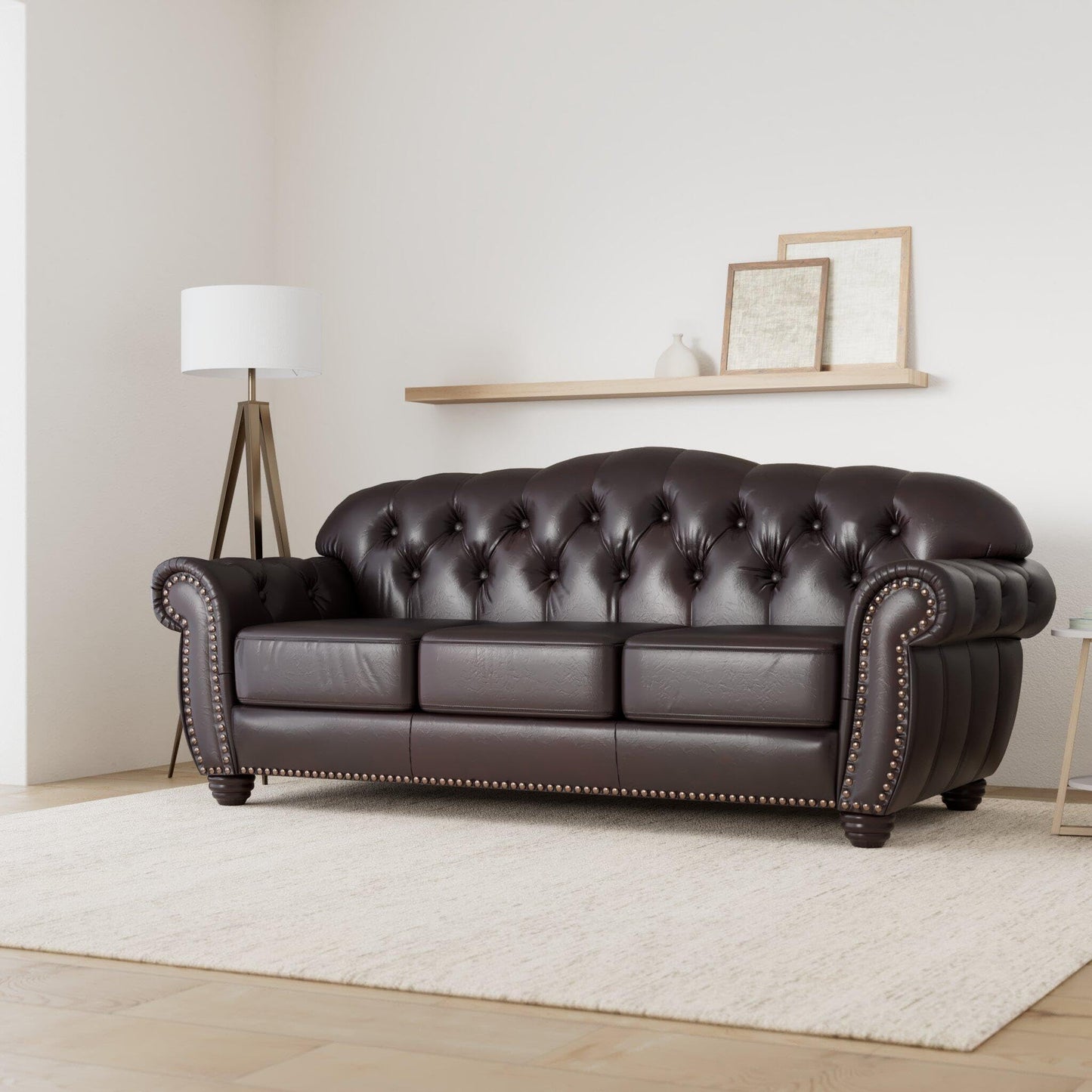 Woodkings® Chesterfield Hereford Sofa 3-Seater Genuine Leather Antique Brown Couch Office Sofa Upholstery 3 Unique Men's Room English Leather Sofa Style Sofa Club Sofa